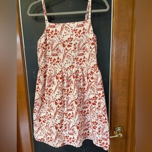 Floral Red and White Dress
